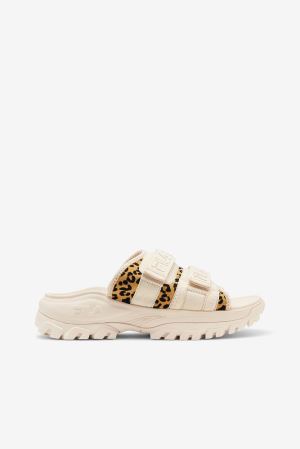 FILA Outdoor Animal Print Slides Beige,Womens Shoes | CA.IGKPDV593